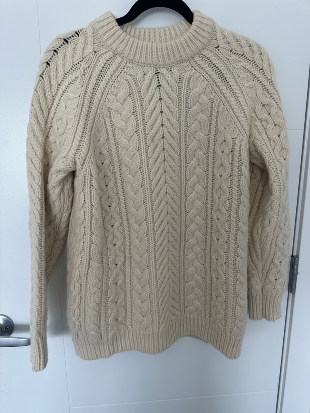 Rag & Bone 100% Wool Cable Knit Fisherman Sweater XS Cream Ivory Chunky Knit